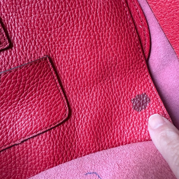 ANNABEL INGALL RED PEBBLE LEATHER ISABELLA TOTE BAG LUXURY SHOULDER STRAPS - Picture 5 of 11